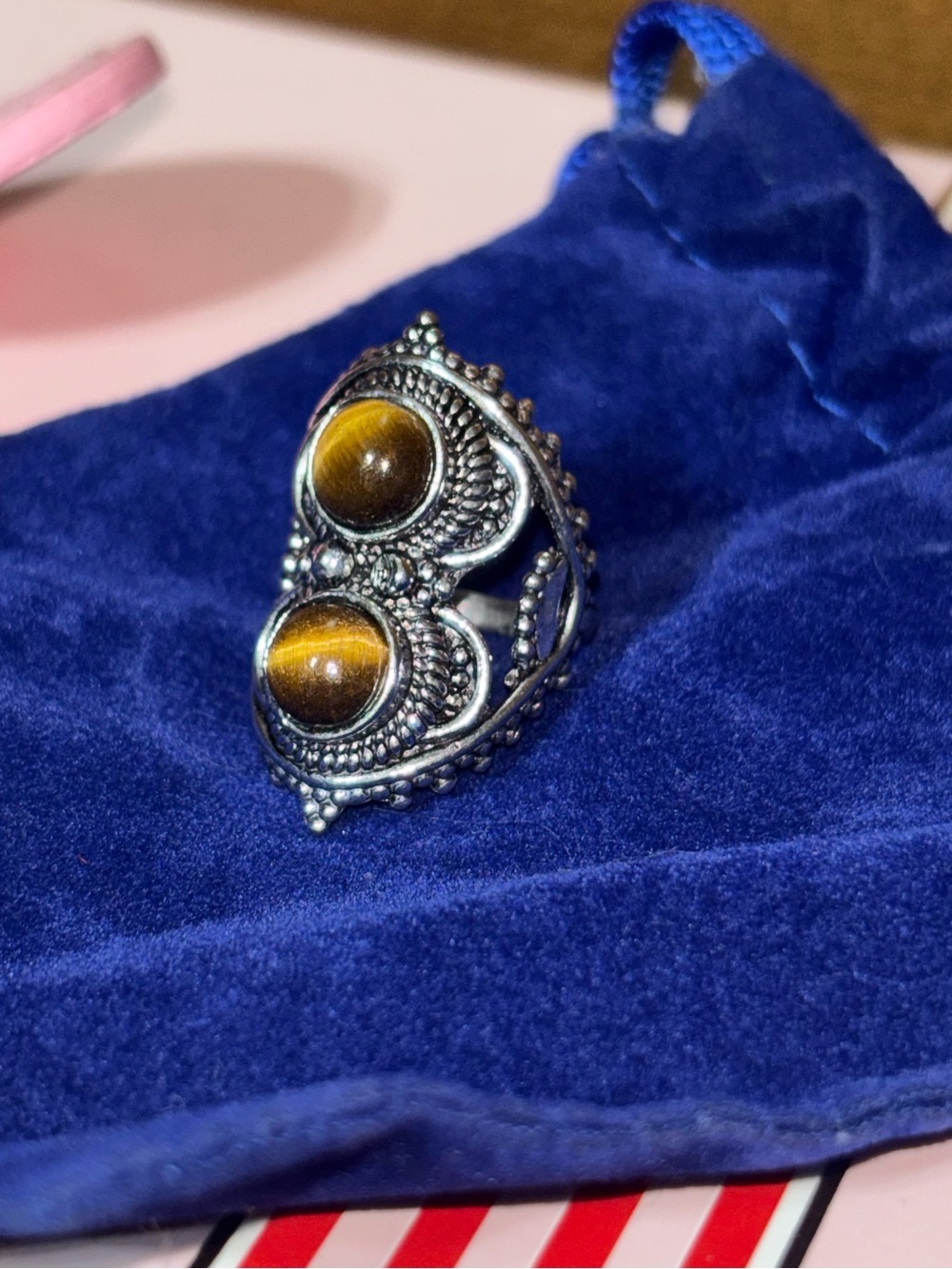 Silver Tigers Eye Ring